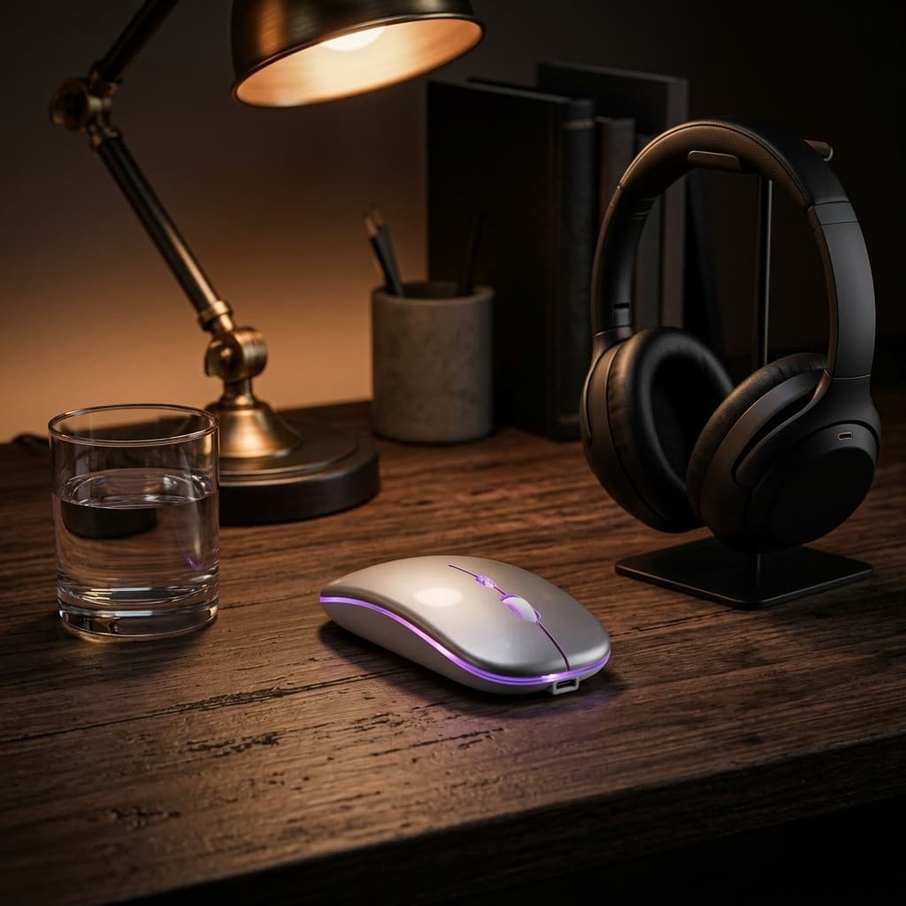 Mouse Gamer Sem Fio Recarregável com LED RGB Silencioso Ergonômico Bateria Interna