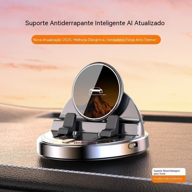 Suporte para celular de carro, novo carregador sem fio, antivibração, console de painel de instrumentos de navegação aut