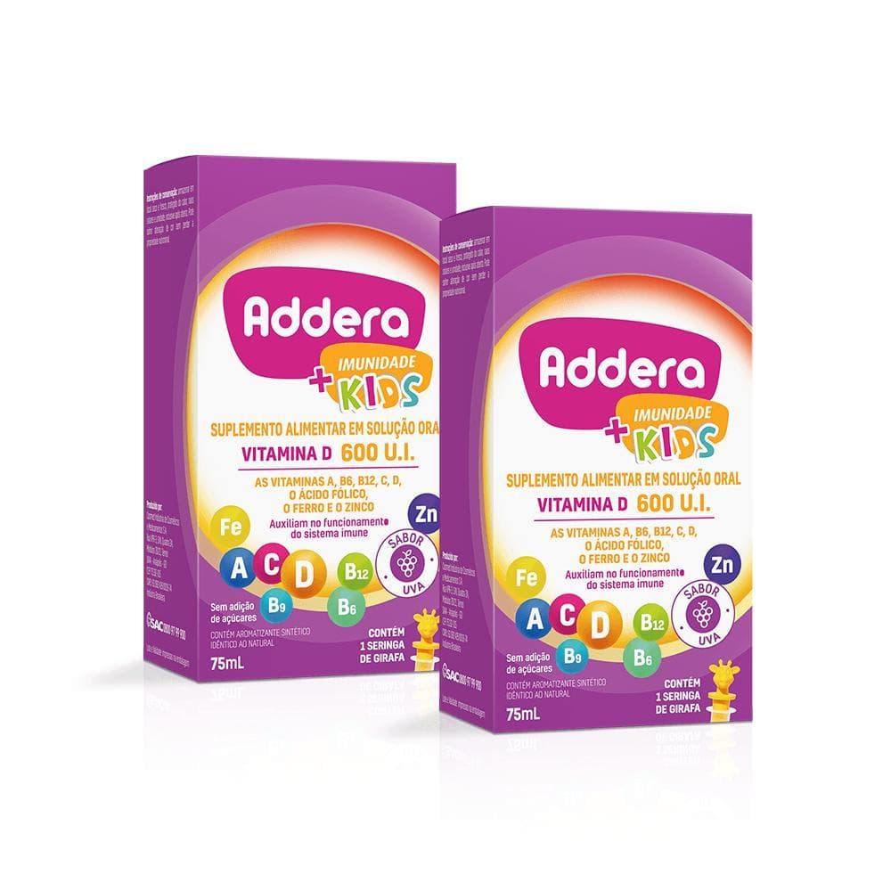 Kit 2 Vitaminas D Addera + Imunidade Kids - 75mL