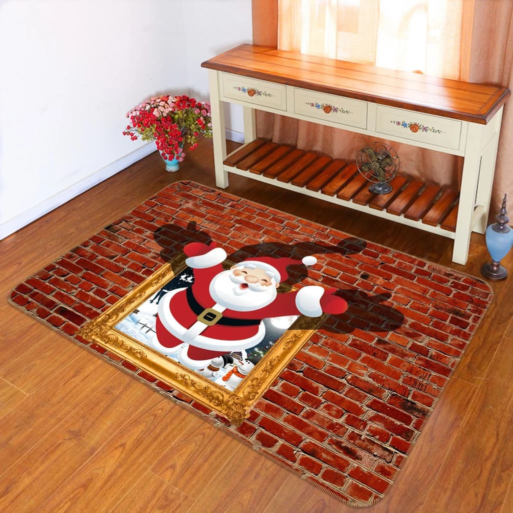 Tapete de chão de papai noel decoração de sala de estar tapete antiderrapante quarto resistente à sujeira resistente ao 
