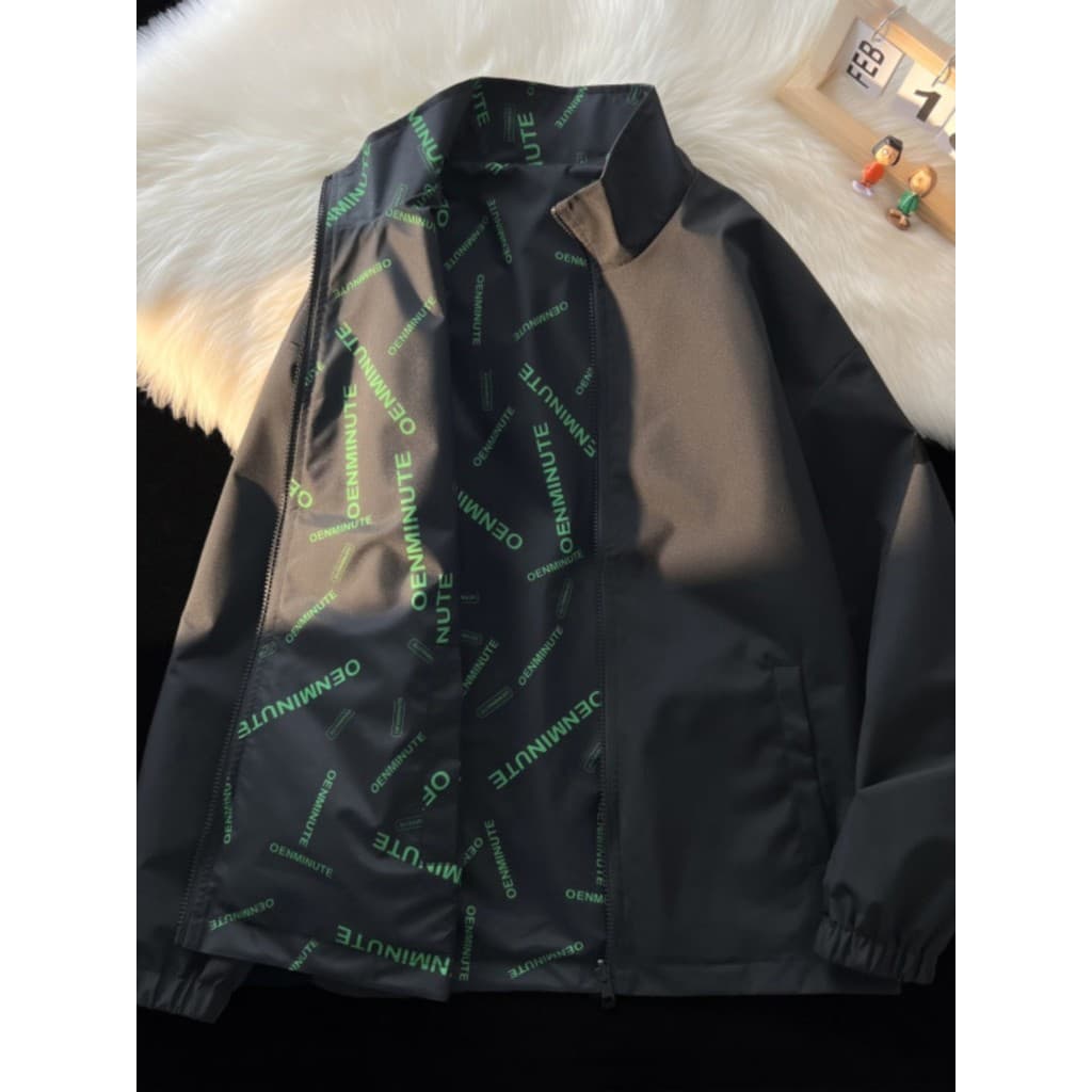 Jaqueta de gola alta de dois lados jaqueta masculina feminina primavera outono inverno solto rufião bonito jaqueta acolc