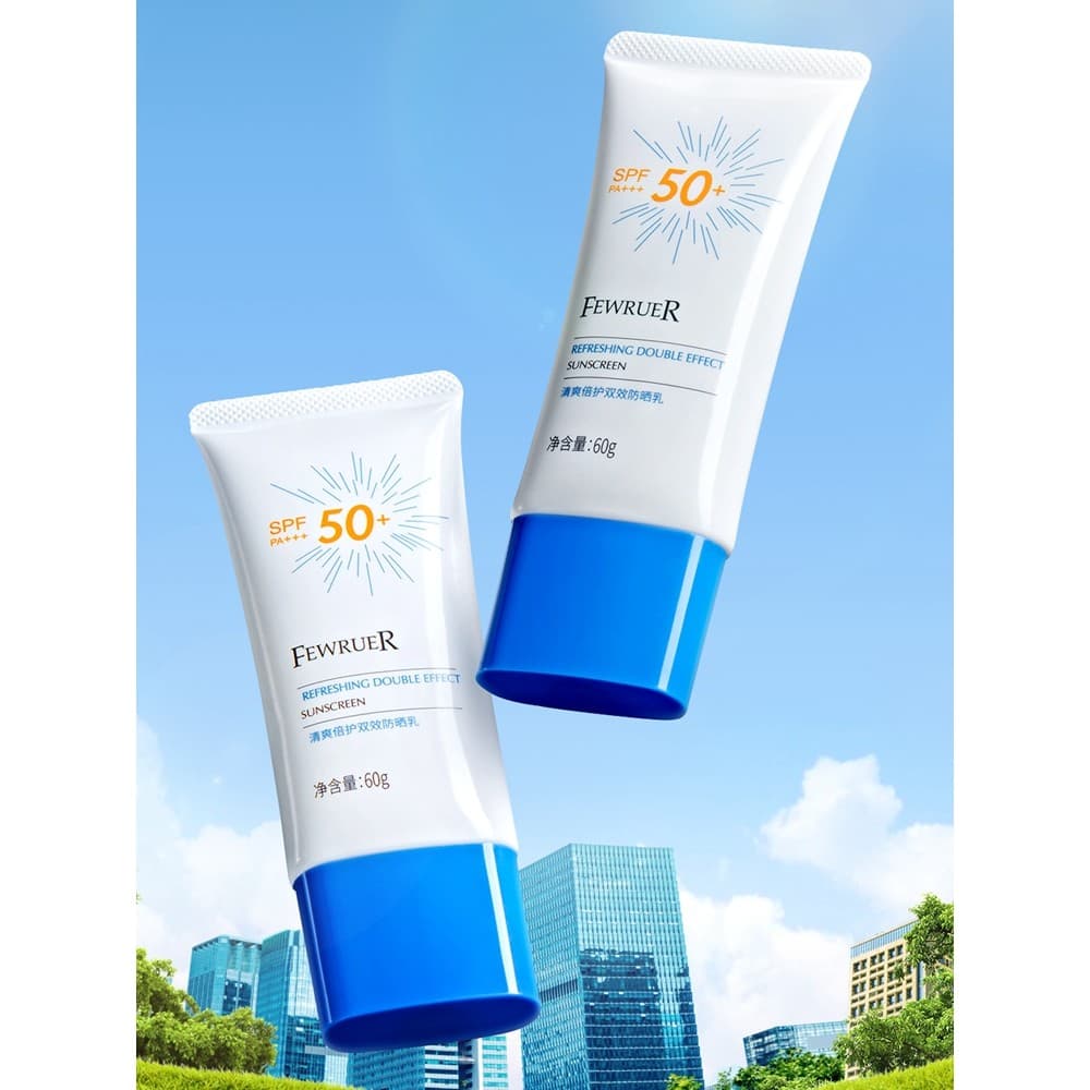 FEWRUER Refrescante Dupla Proteção Protetor Solar de Efeito Duplo Protetor Solar Preto Anti-Leve Envelhecimento Claro Hi