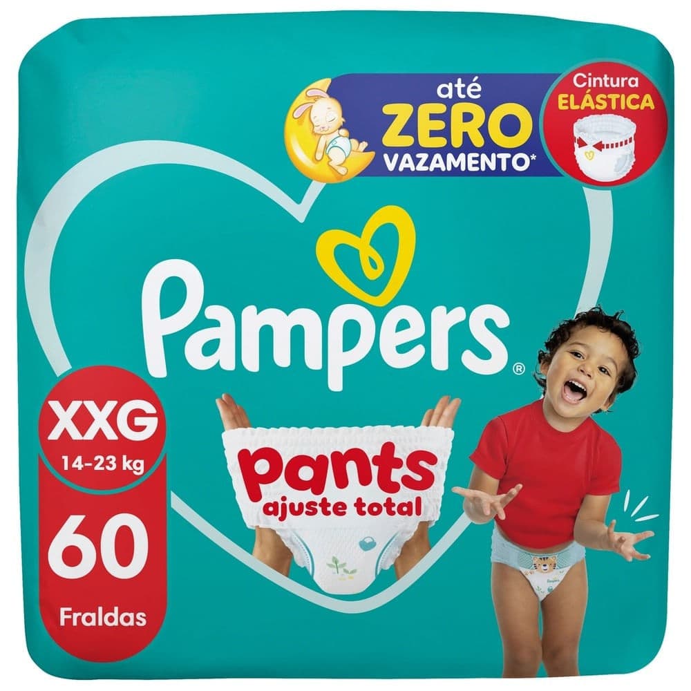Kit 3 Fralda Pampers Pants Ajuste Total Tamanho XXG com 60 Unidades