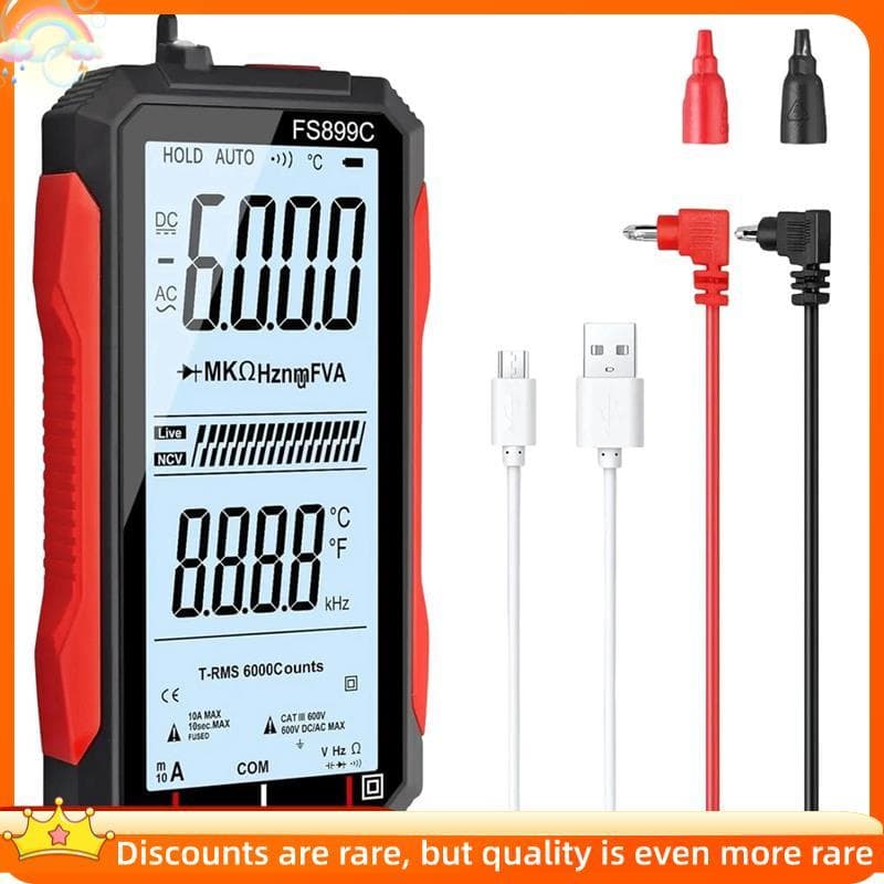 Multímetro Digital Portátil FS899C 6000 Contagens , Testador De Corrente De Tensão True RMS NCV De Alcance Automático Co