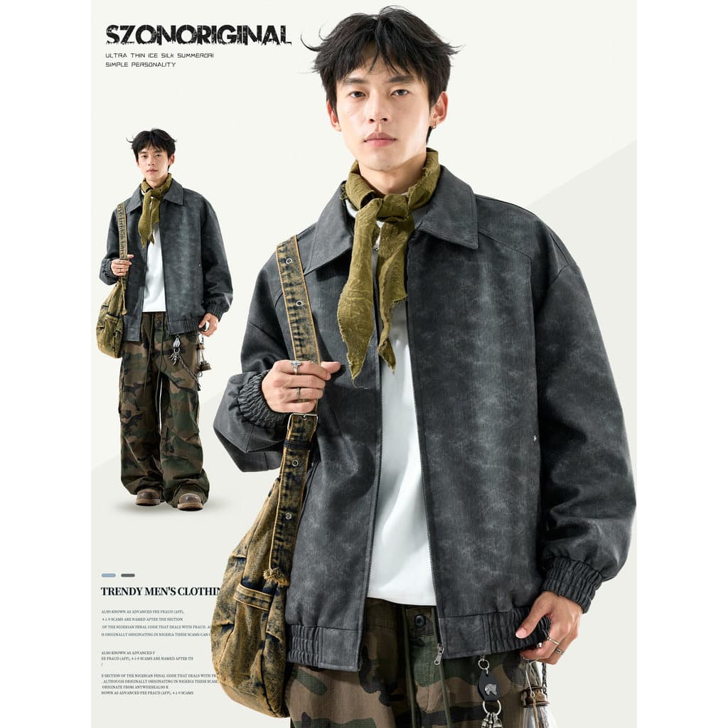 Jaqueta de couro de motocicleta masculina americana High Street lapela jaqueta de couro pu solta rufião bonito masculino