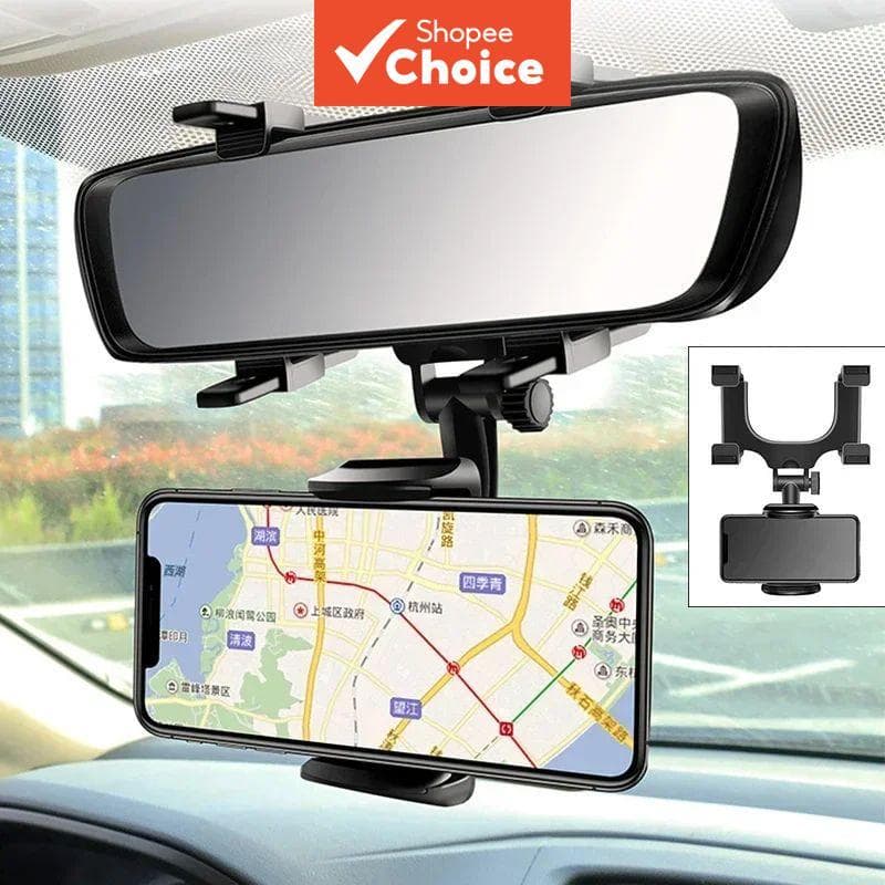 Suporte de Celular para Espelho Retrovisor de Carro Saimili, Rotação 360°, Ajustável, Mãos Livres para GPS, Compatível
