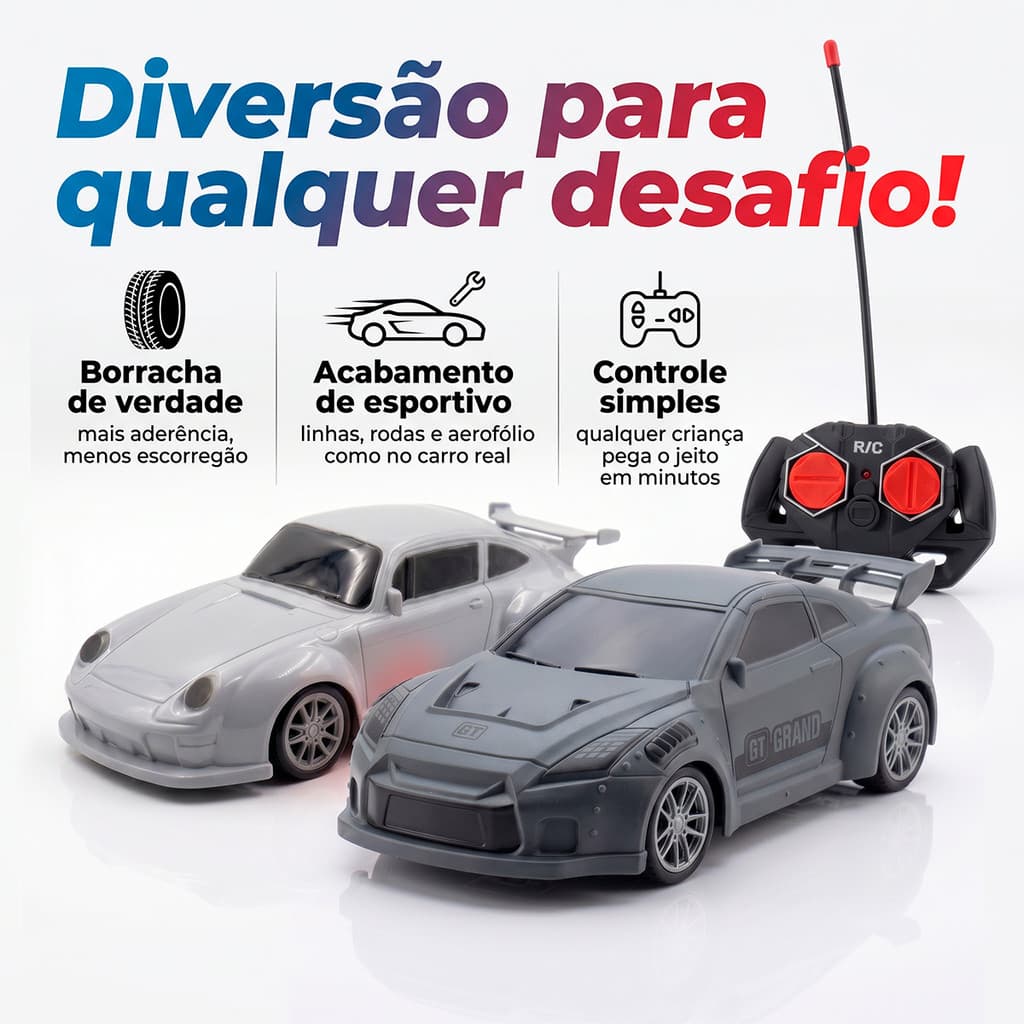 Carrinho De Controle Remoto Esportivo 4 Direções Pneu De Borracha Escala 1 24 Brinquedo Menino