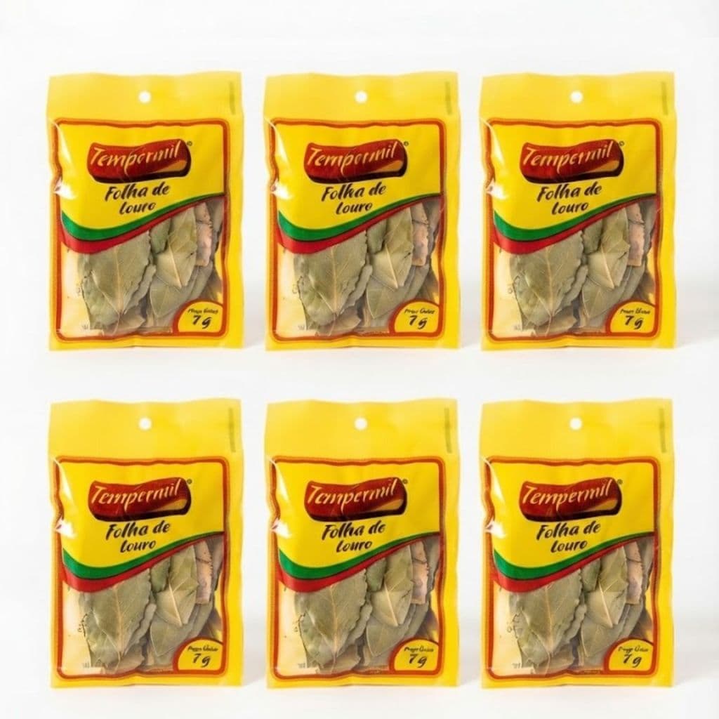 Kit 6 Temperos Folha de Louro Tempermil 7g para Feijão Sopas Carnes e Cozidos