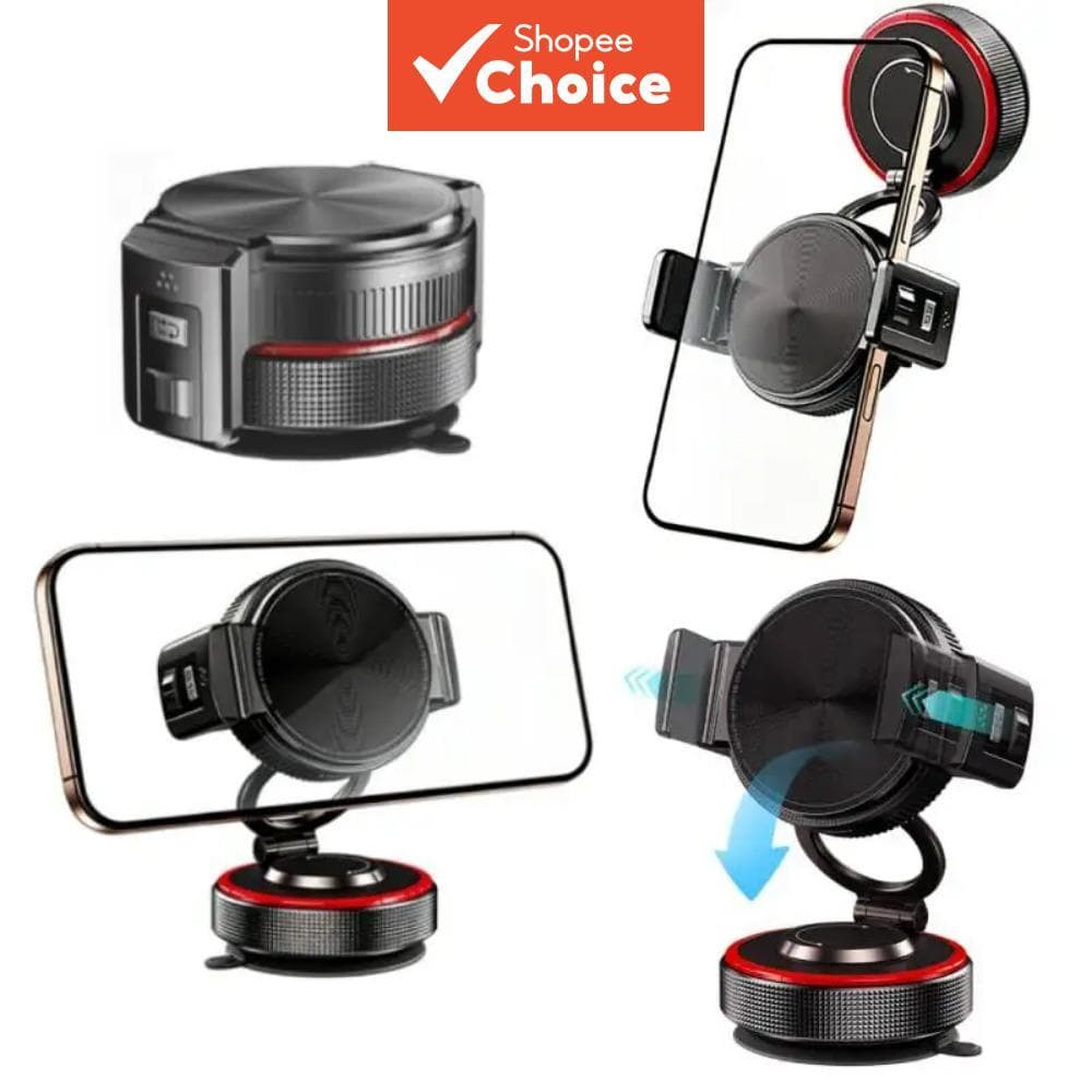 Suporte Magnético de Telefone para Carro, Sucção a Vácuo, Dobrável, 2 em 1, Rotação 360°
