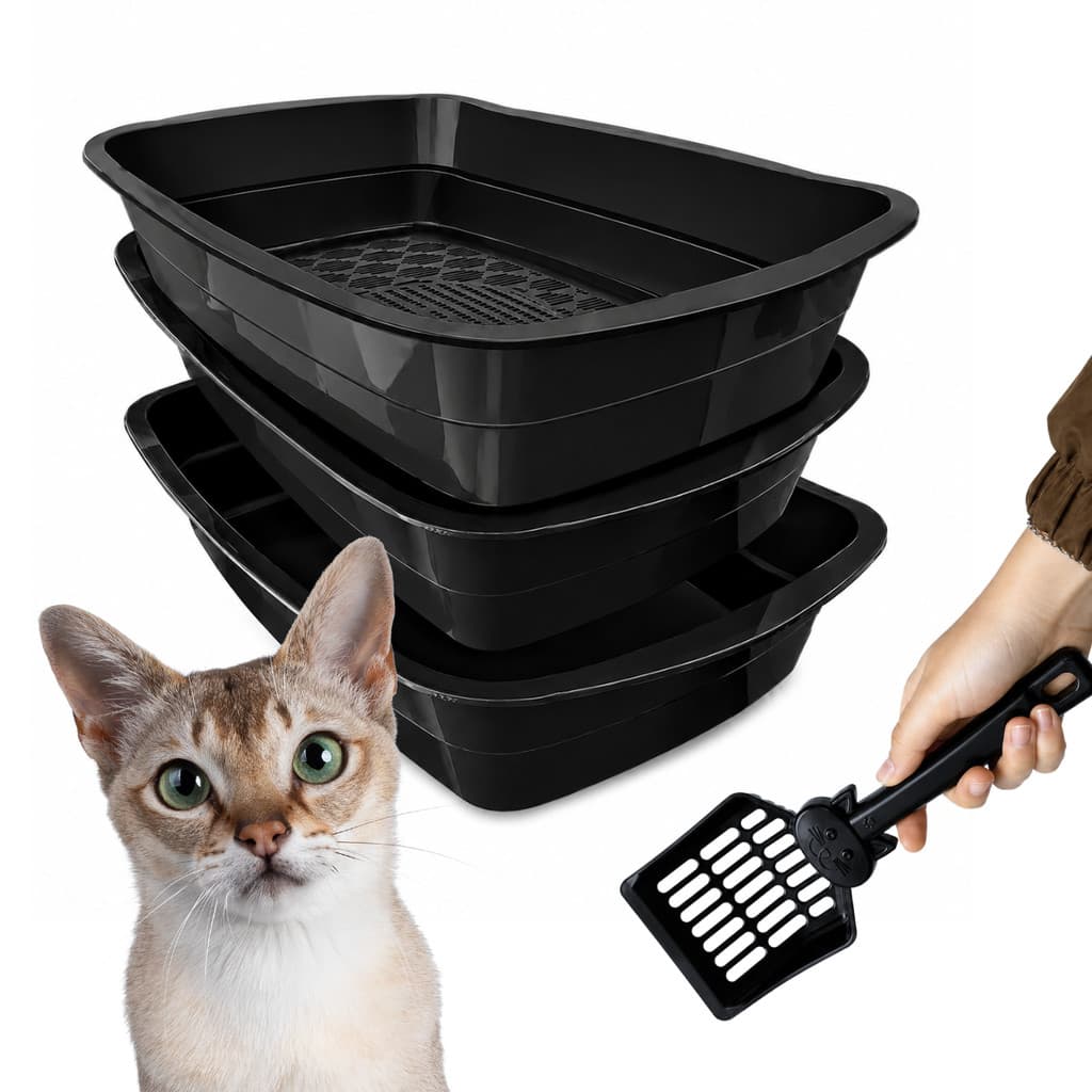 Kit Caixa de Areia Sanitária Bandeja + Pá Pazinha Para Gatos Gato Com Peneira Higiênica Felinos