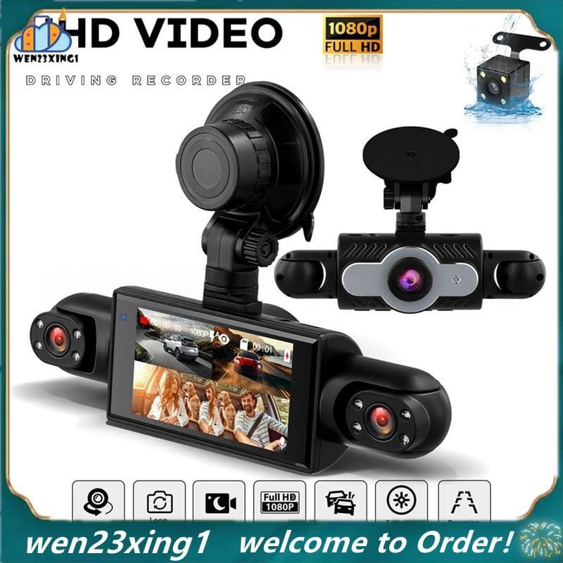 [Wen-Shop] Para Carro 360 ° Dash Cam 4 Canais 1080P Frontal E Traseira , Câmera De 3 Polegadas Com Visão Noturna , Grava