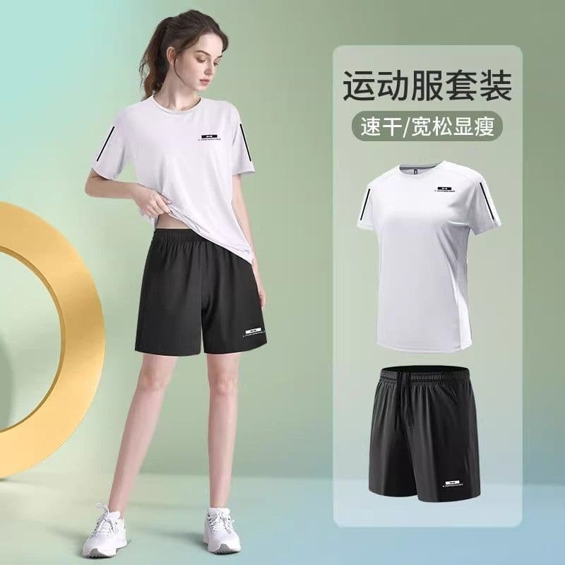 Terno esportivo feminino roupas de secagem rápida correndo novo estilo verão Plus Size roupas de Fitness Yoga gelo seda 