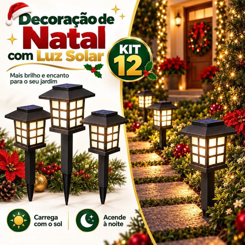 Kit 12pcs Luminária Solar de Jardim Espeto LED À Prova D'água Decorativa para Gramado e Caminho decoração de natal