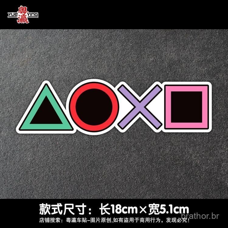 Novo adesivo para console de videogame PS4/PS5 com logotipo de botões e controle, estilo japonês e cartoon, para decoraç
