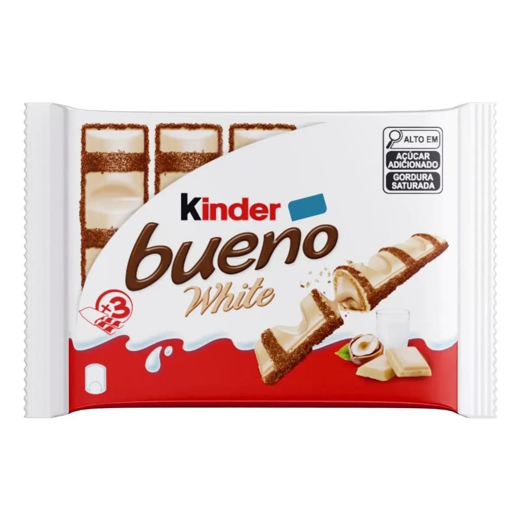 Kinder Bueno White Chocolate 117g Recheio Cremoso De Avelã Importado Luxo Para Presentear E Compartilhar