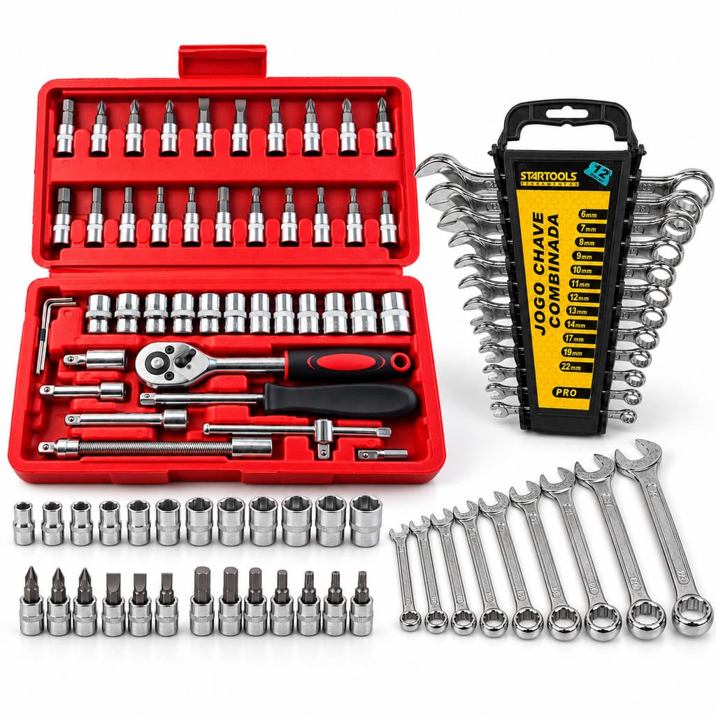Kit Ferramentas Completo Jogo Catraca + Chaves Combinadas
