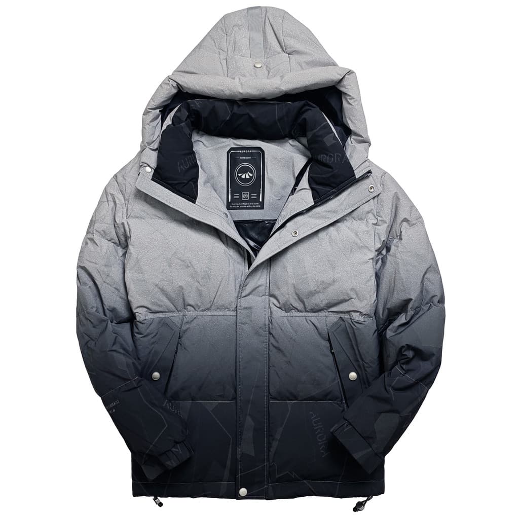 Jaqueta masculina de cor gradiente, jaqueta alta e fofa de ganso, leve, quente, confortável, moda ao ar livre, jaqueta à