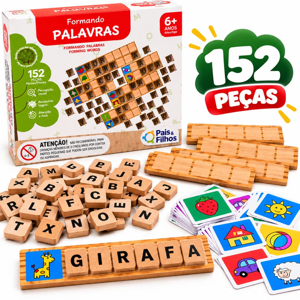 Jogo Educativo Formando  Palavras Alfabetização Brinquedo Pedagógido Educativo Infantil 152 Pçs