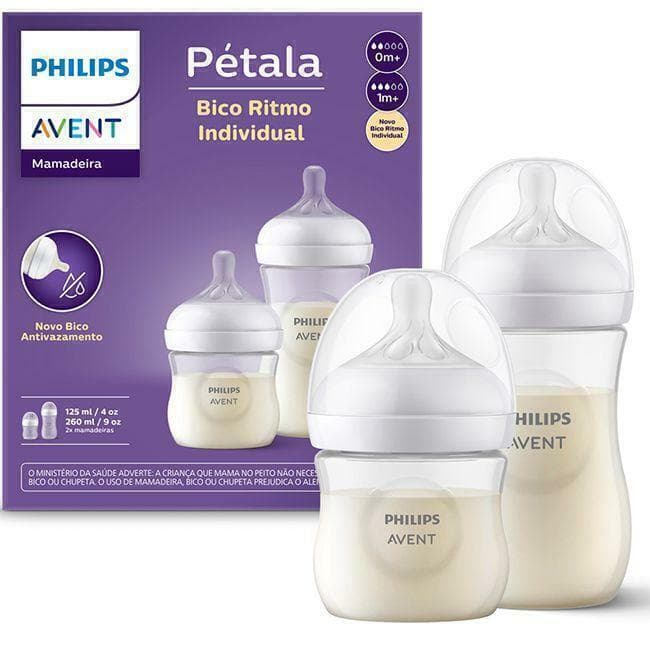 2 Mamadeiras Petala kit Anticólica transparente 125/260ml Avent Philips Nenem Bebe