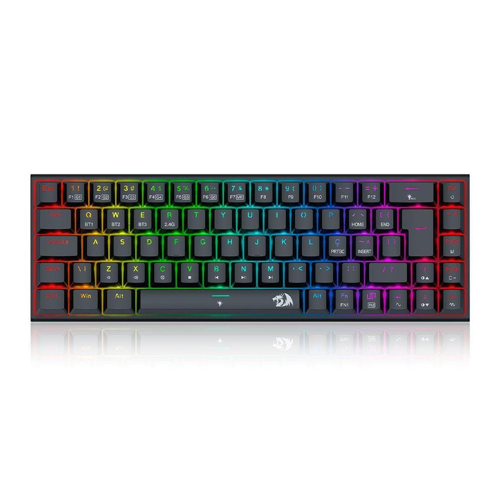 Teclado Redragon Mecânico Gamer Ryze Pro Rgb Preto Switch Marrom K633rgb-pro