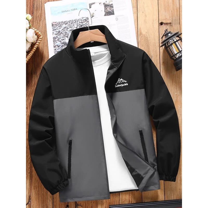 Primavera outono jaqueta masculina Casual esportes gola alta jaqueta masculina na moda All-Match jaqueta fina solta jaqu