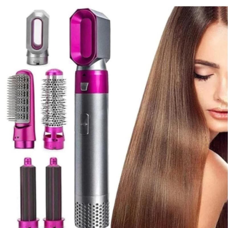 Secador 5 em 1: Escova de Ar Quente, Alisador, Volumizador, Modelador e Escova Térmica 110V VOLTIK
