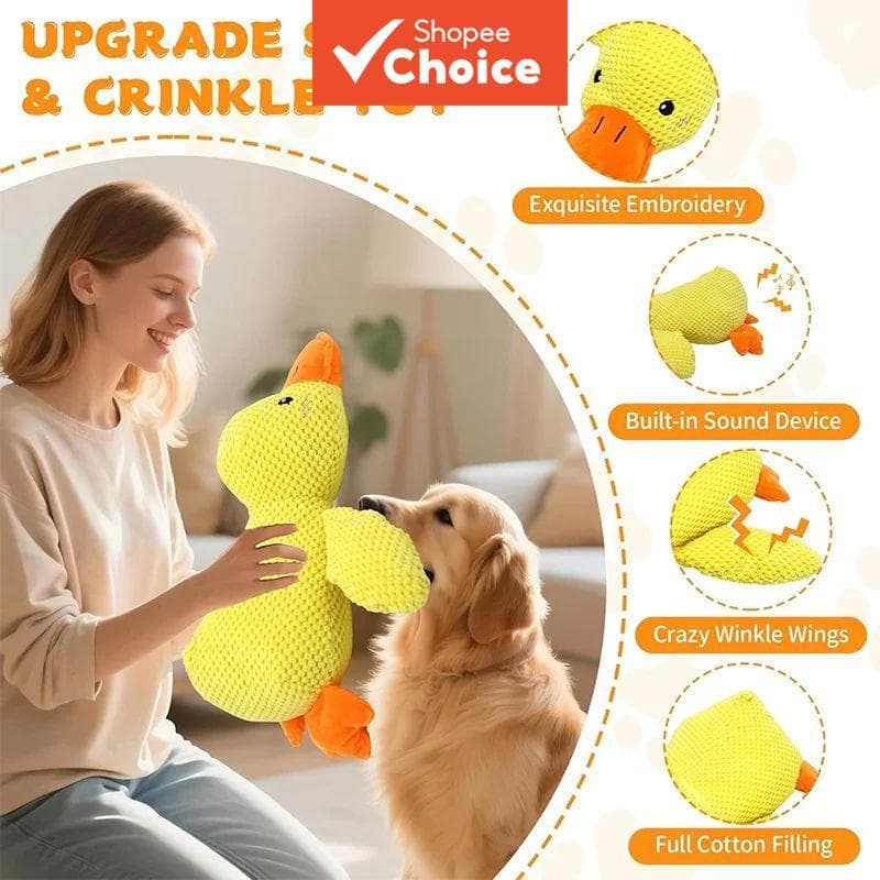 Pato de Borracha para Dormir e Brincar - Cachorro, Brinquedo Autodivertido, Macio e com Som, Companhia Diária