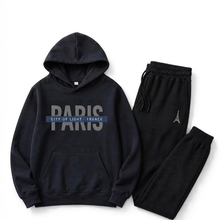 Kit Calça Jogger Blusa Moletom Canguru Estampa Paris Conjunto Unissex Estampado