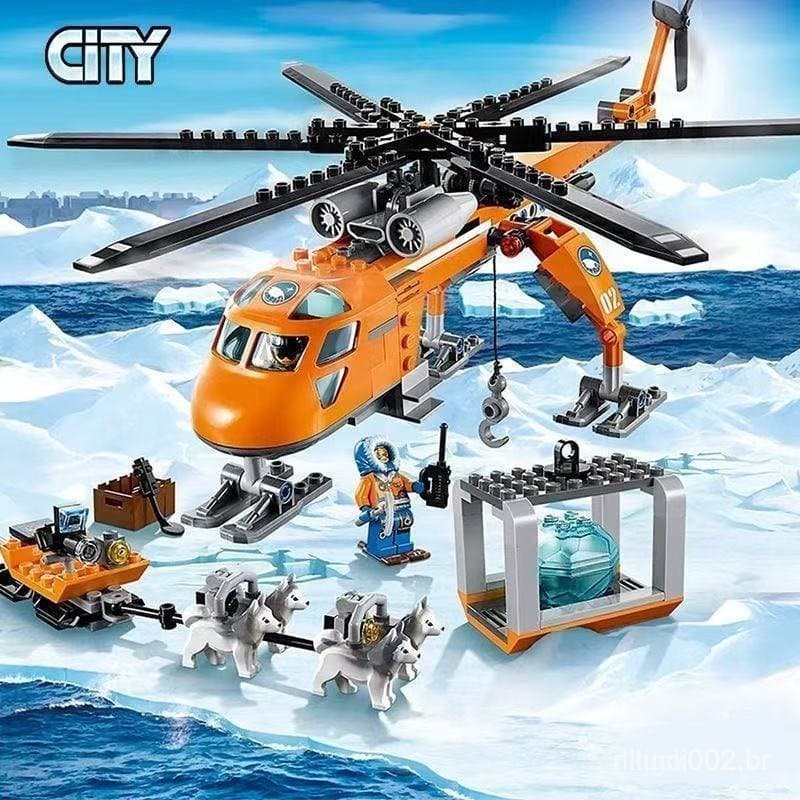 300 peças de blocos de montar Lego para montagem de helicóptero de resgate e modelo de avião de transporte para meninos