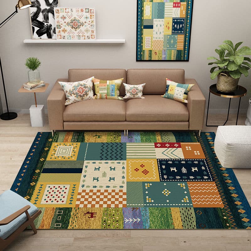 [Novo produto] estilo boêmio sala de estar tapete estilo étnico cor combinando tapete listrado antiderrapante absorção d