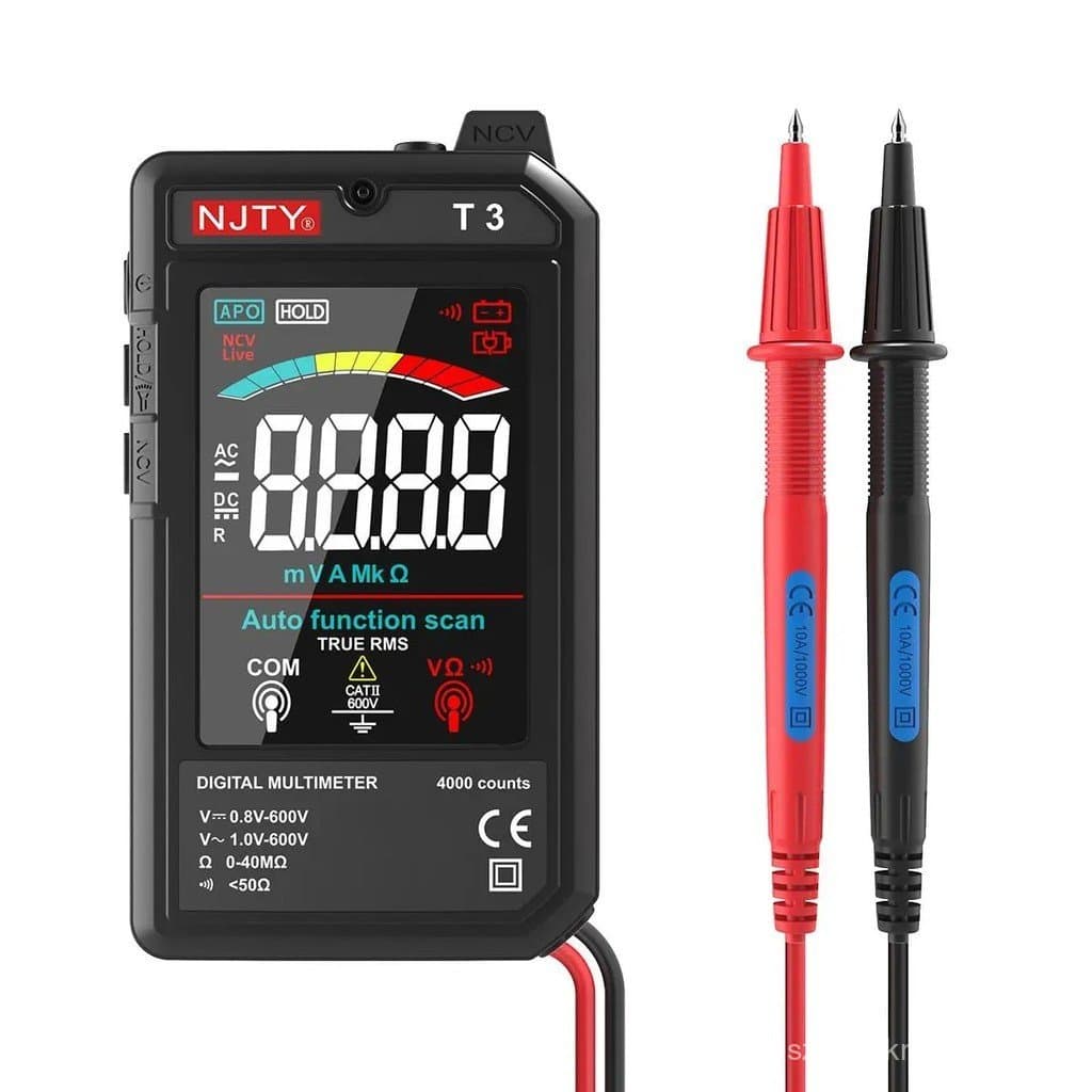Multímetro Digital Inteligente NJTY T3, Multímetro de Medição Automática para Tensão e Resistência, Multímetro Recarregá