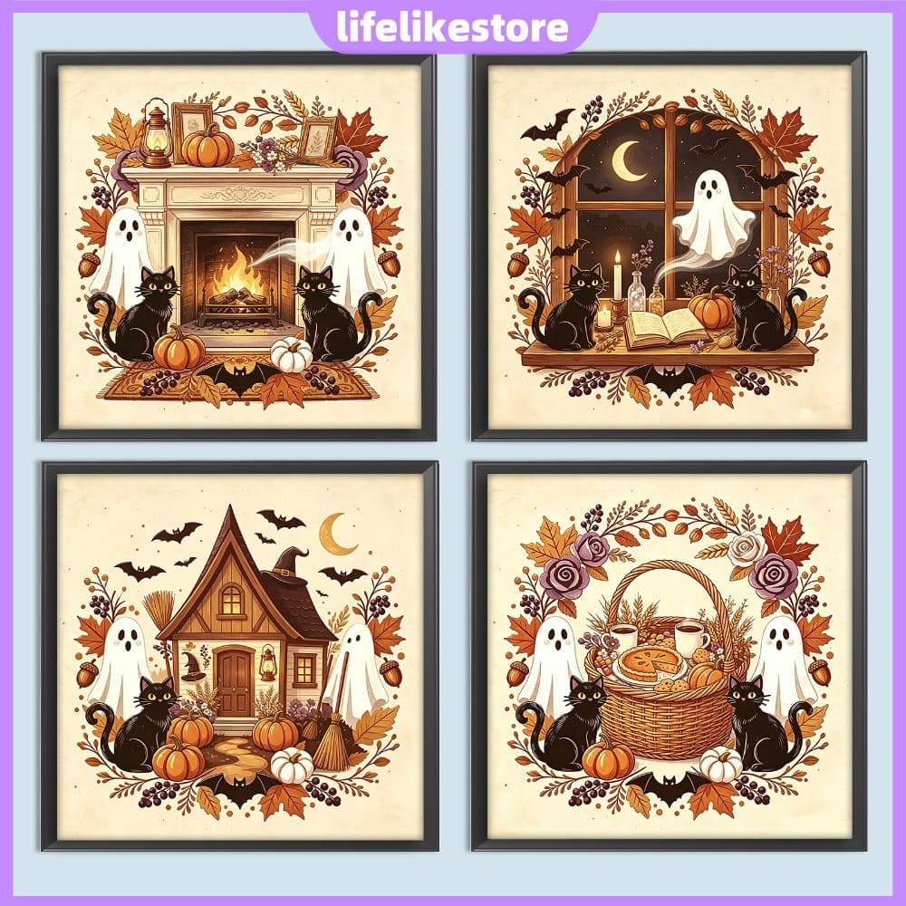 Kit De Pintura Diamante 5D Broca Quadrada Halloween 30x30cm Strass Bordado Arte DIY [lifelikestore.br]