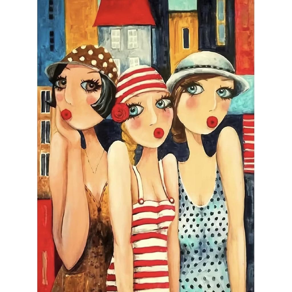 Kits de Pintura em Diamante 5D para Adultos com Tema de Meninas Bonitas e Elegantes, Kits de Arte em Diamante para Inici
