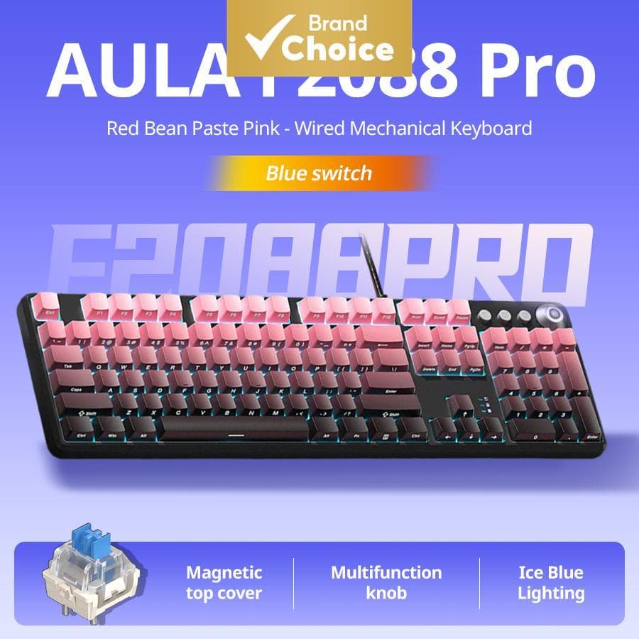 Teclado Mecânico com Fio AULA F2088pro, 108 teclas, tamanho completo, retroiluminação RGB, teclado para jogos e