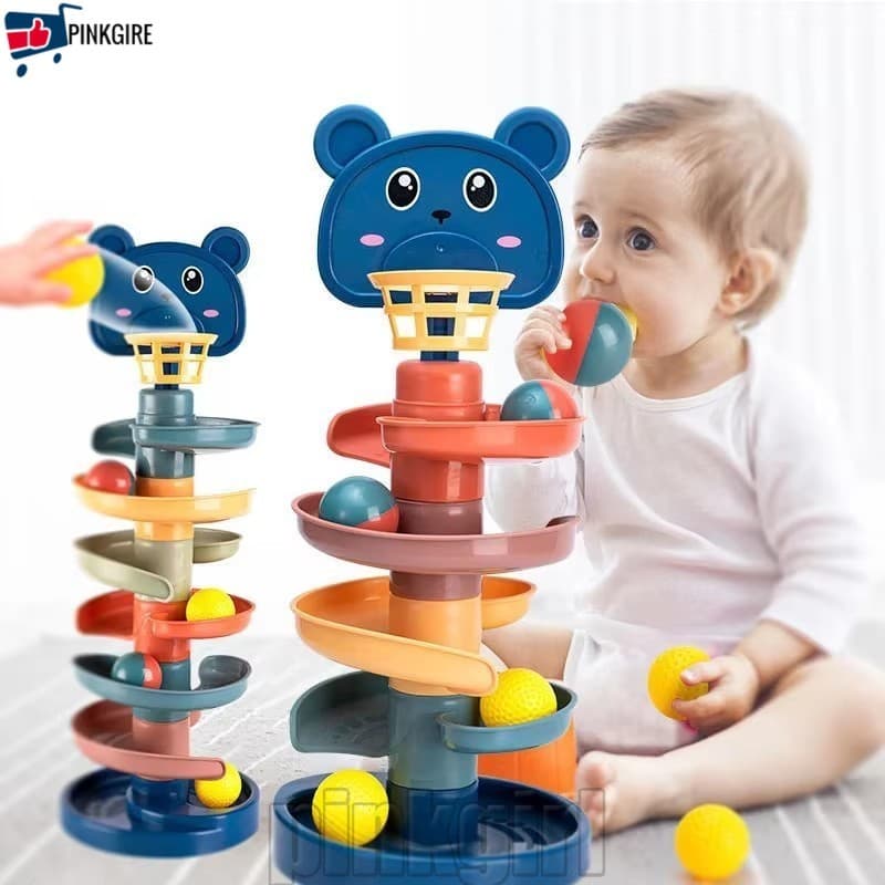 [Rdy Stk] 5/7 Layes Track Rolling Ball Pile Tower-Para 3-6 Anos-Brinquedos Educativos Infantis-Brinquedo De Empilhamento