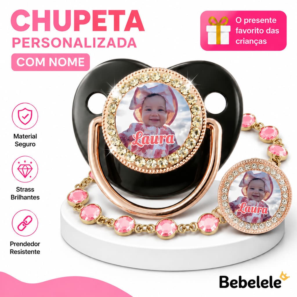 Chupeta para bebês com Foto personalizado do bebê, chupeta de silicone BPA Free &QCFR