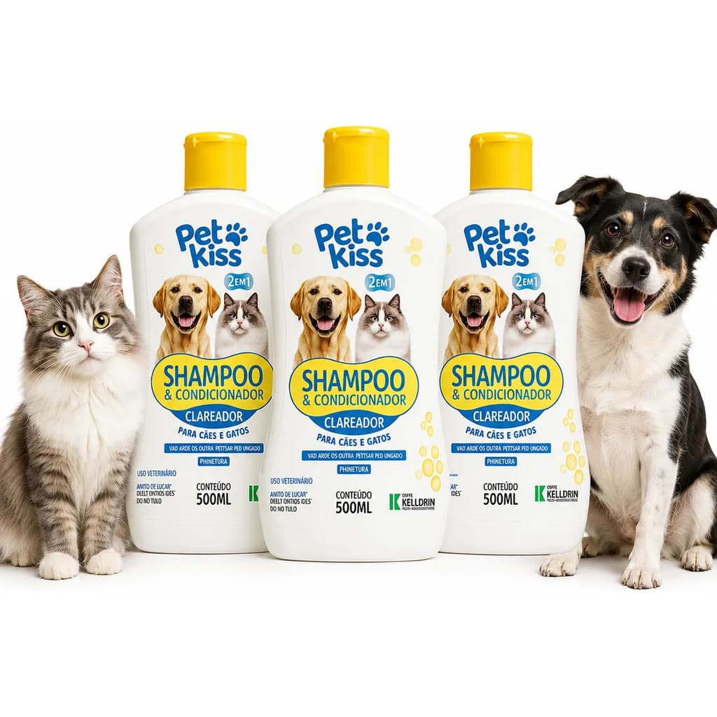 Combo Triplo Pet Kiss 500ml Shampoo + Condicionador para Pets