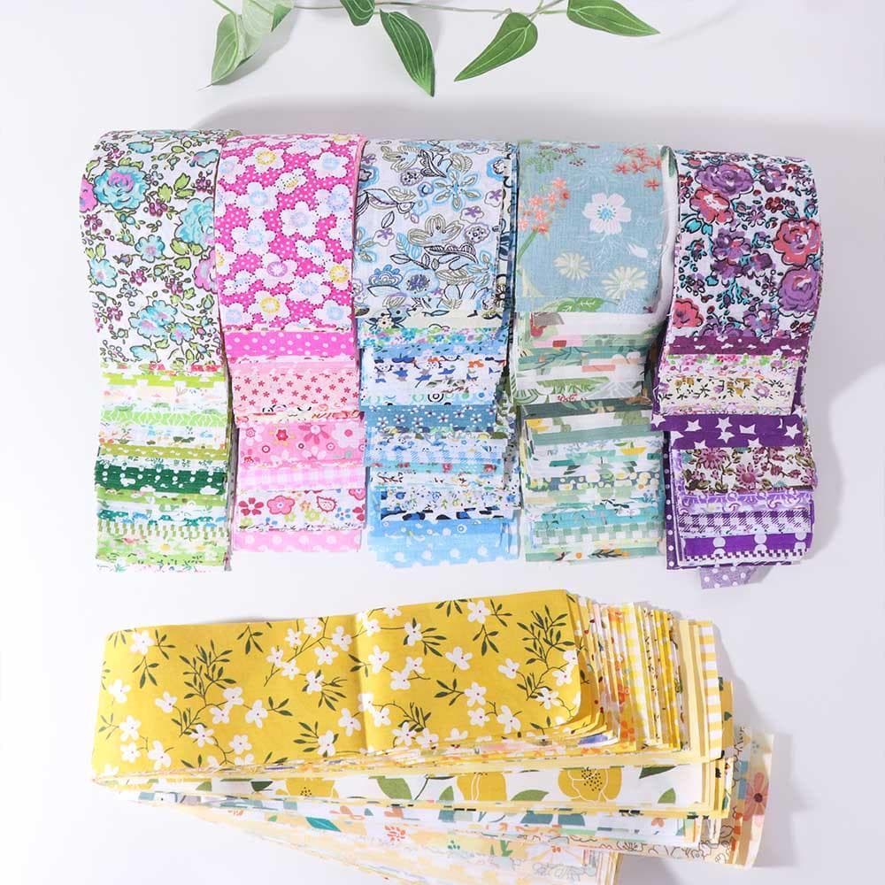 INTREE 40 Peças De Tecido Patchwork , Tiras De Acolchoamento De Rolo De Gelatina , De Algodão Floral , Estampado Colorid