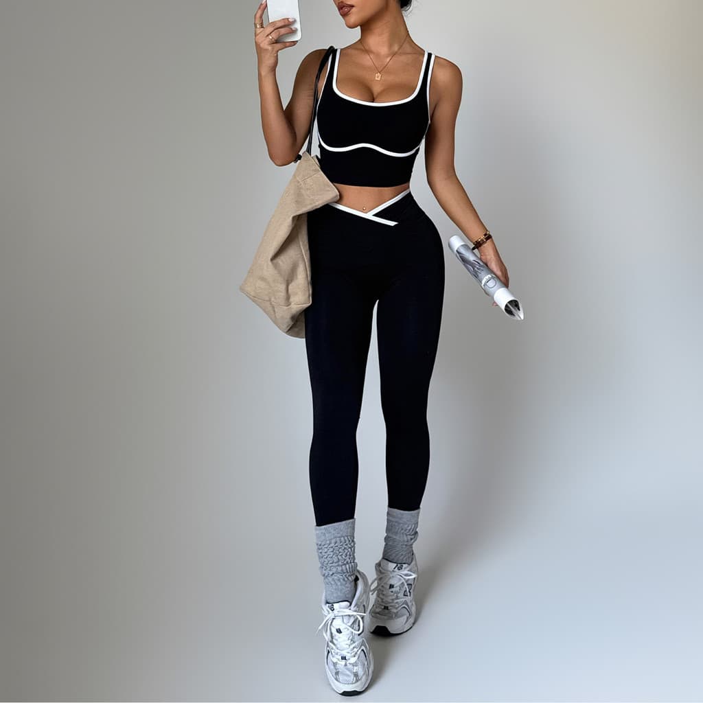Sutiã Esportivo Feminino , Conjunto De Terno De Ioga fitness , Calças , Roupas Esportivas Casuais Femininas De Cintura A
