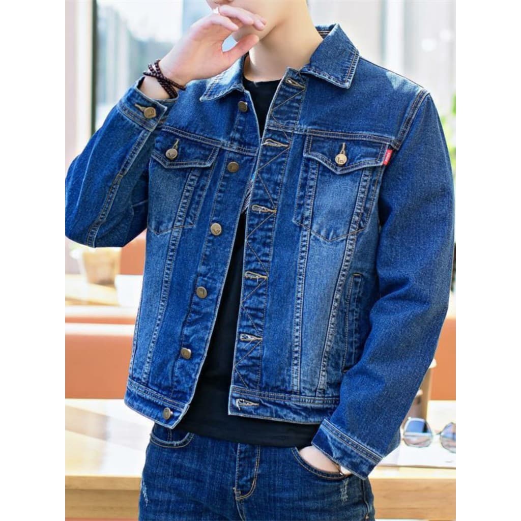 Jaqueta jeans masculina outono jaqueta tamanho grande versão coreana bonito fino-ajuste jaqueta primavera outono jaqueta