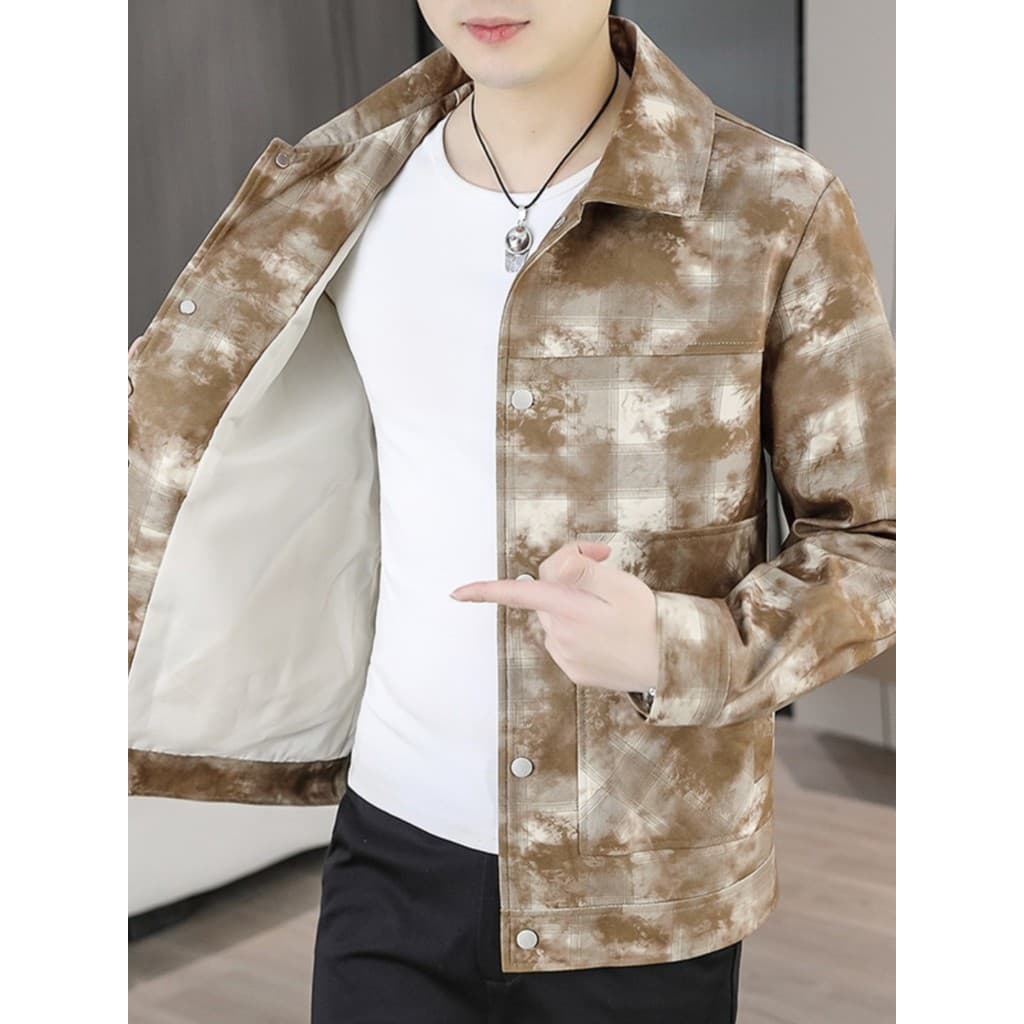 2026 primavera outono jaqueta de lapela masculina Retro fino ajuste estilo coreano jaqueta masculina estilo fino bonito 