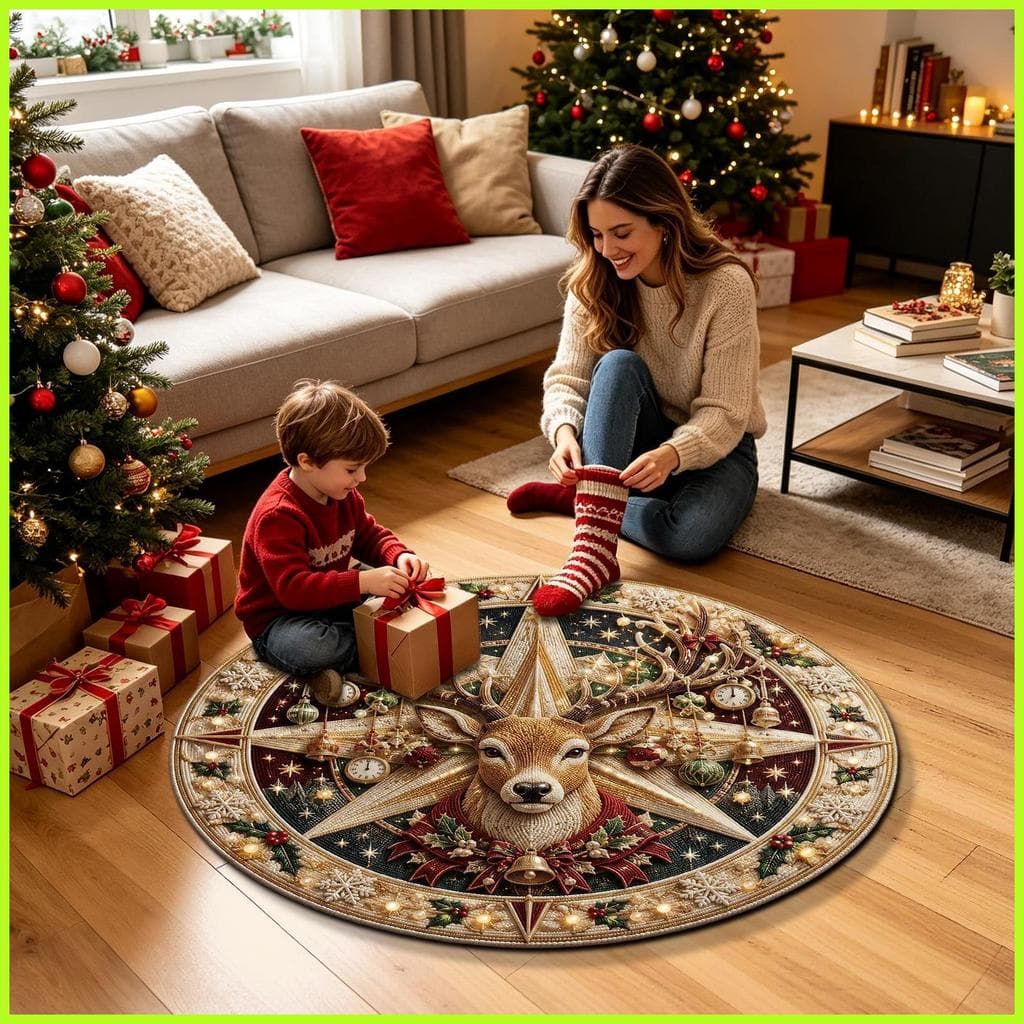 Ilusão De Natal Tapete Divertido Rena Antiderrapante Festivo Macio Para Casa Sala De Estar unhcxebr