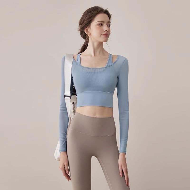 Roupas de Yoga femininas 2026 Pilates High-End roupas de treinamento correndo esportes topos de Fitness terno de manga c