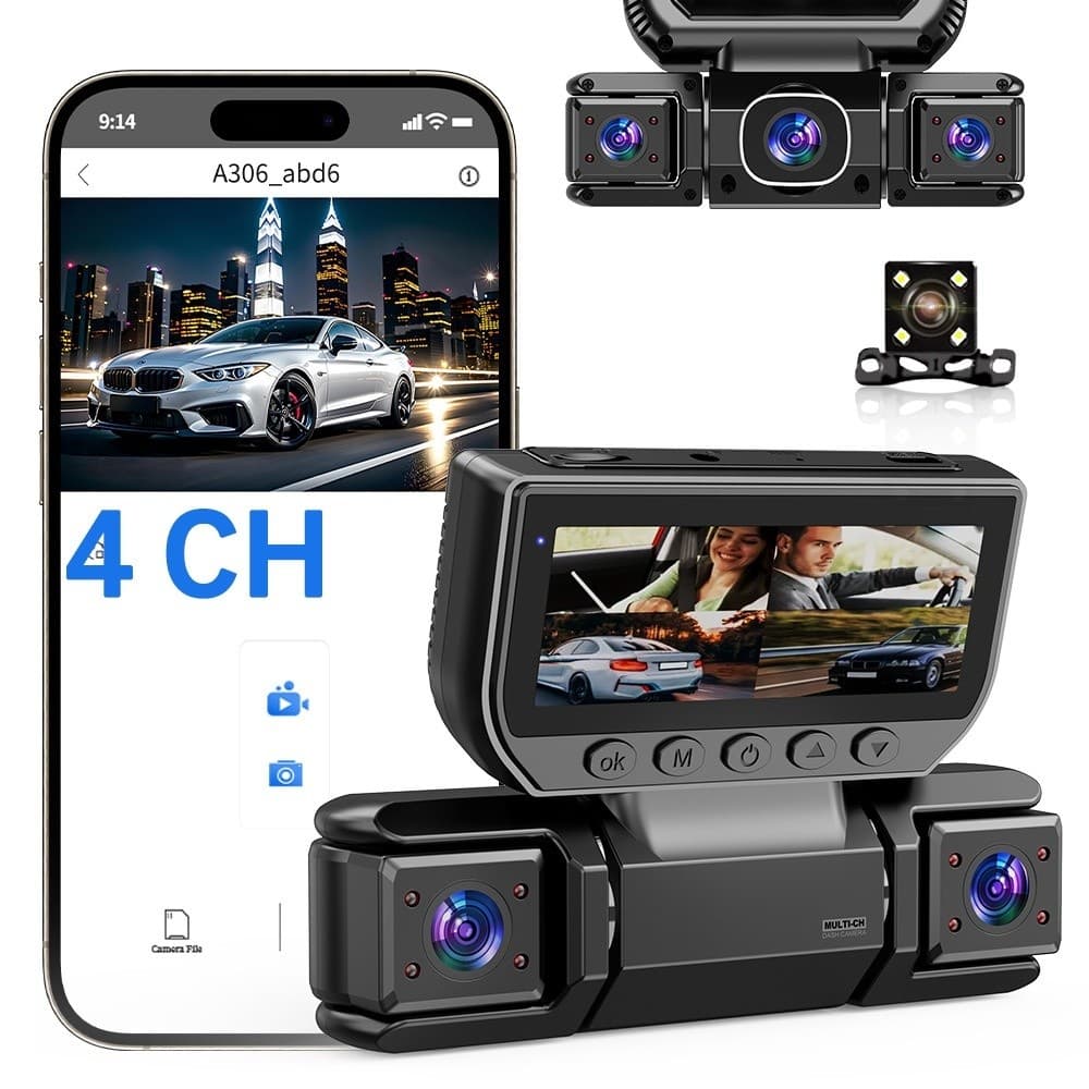 4 Câmera 360 Graus Carro DVR 1080P Gravador De Vídeo WiFi APP DashCam 4 Canais Frente Esquerda Direita Visão Traseira 24