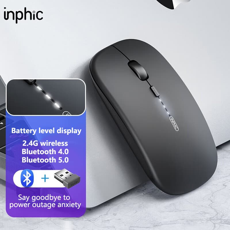 Inphic M1PRO Bluetooth Mouse Recarregável 2.4G Sem Fio Escritório Mudo Ultra Fino E Portátil Para Computadores Laptops T