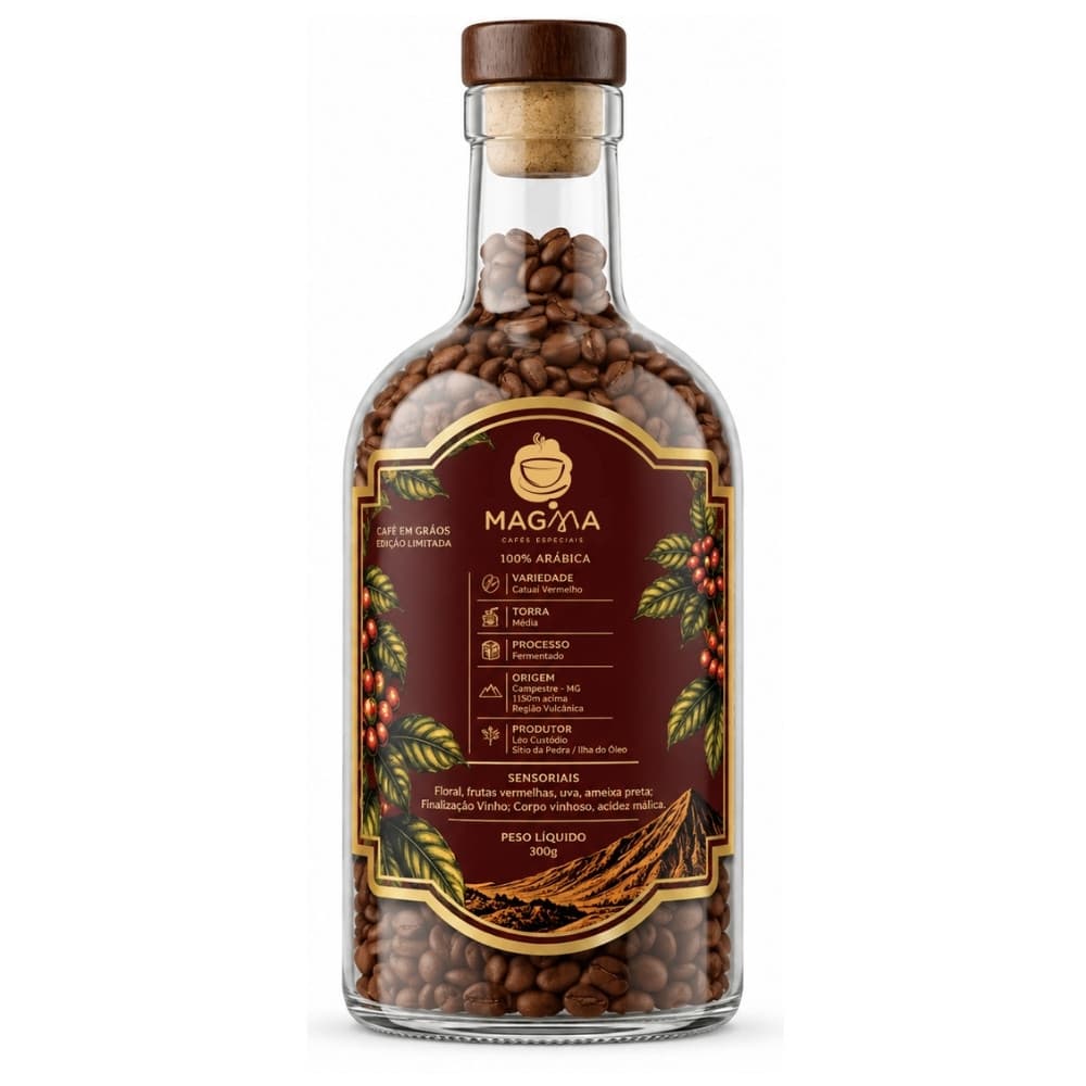 Café Especial Magma Edição Limitada 300g Café Fermentado em Grãos na Garrafa 87 Pontos