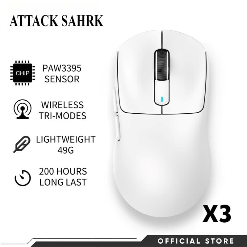ATTACK SHARK X3/X6/X3PRO PAW3395 Sensor Mouse Para Jogos Sem Fio Leve 26K DPI PC Presente