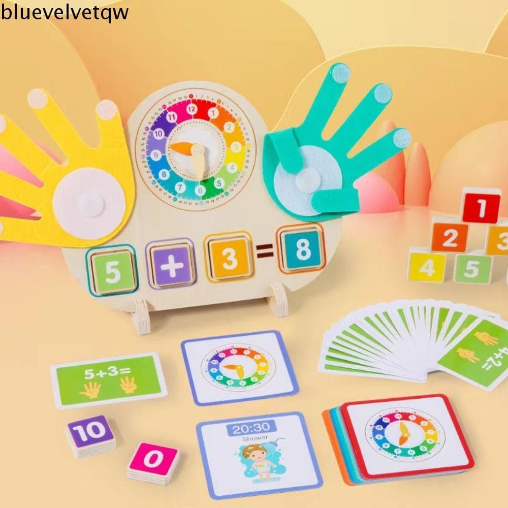 BLUEVELVETQW Relógio Operação De Dedo Brinquedo Infantil , Brinquedos Educativos Quebra-Cabeça Números De Matemática