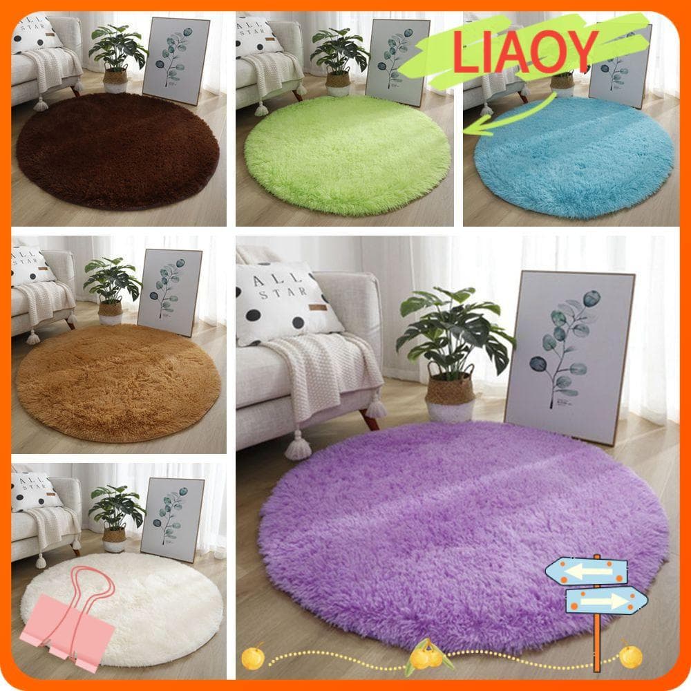 Tapetes De Sala De Estar LIAOYING , Tapete Redondo De Pelúcia Macio Espesso Antiderrapante De Cor Sólida De 40 Cm