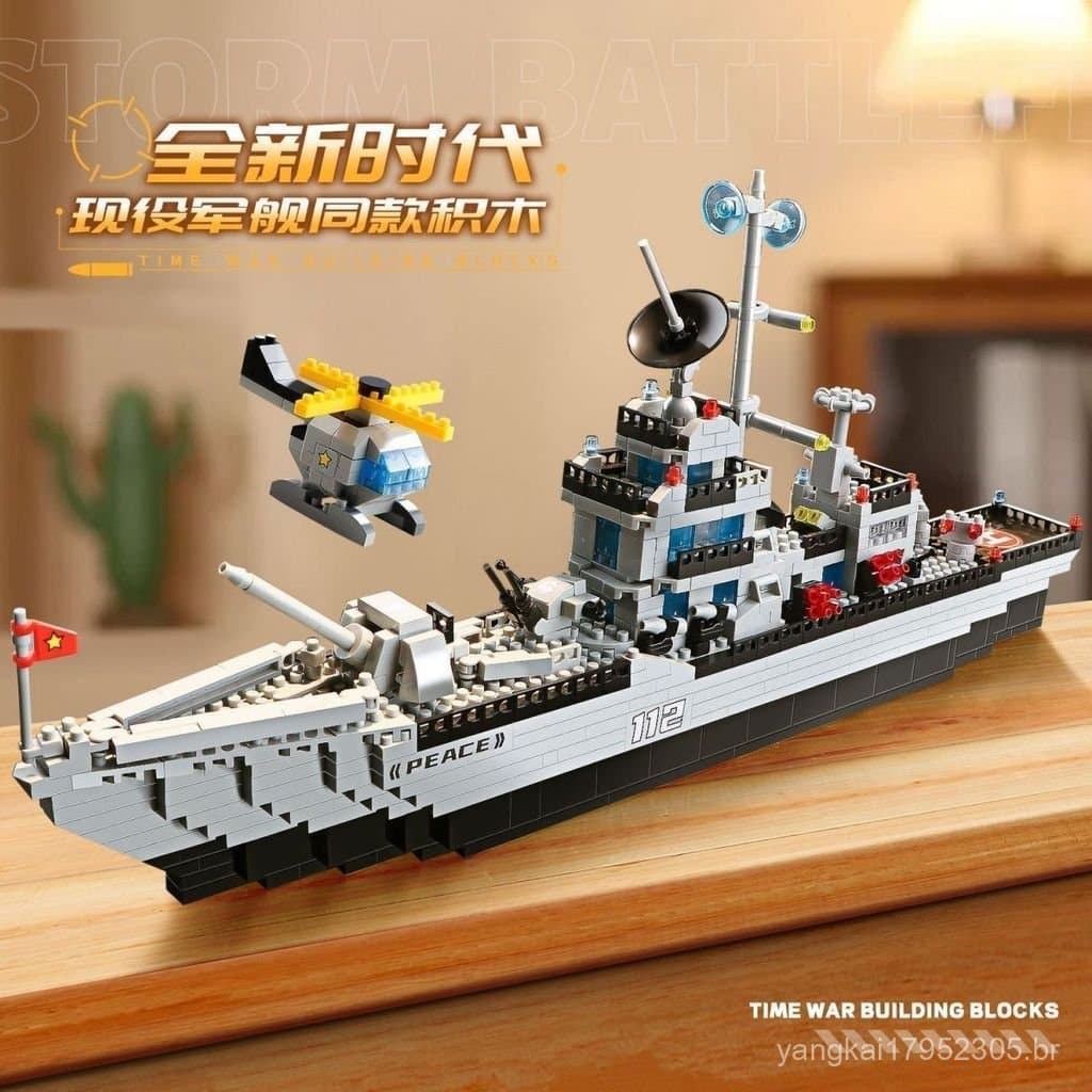 Compatível com blocos de montar da série militar LEGO, brinquedo de montagem de cruzador de mísseis, destruidor, porta-a